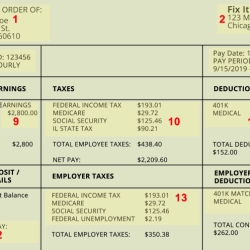 Reading a pay stub worksheet