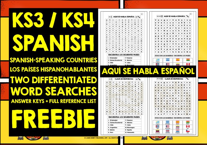 Spanish countries speaking word search students choose board identify resources help