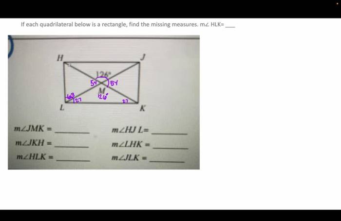 Each quadrilateral below is a rectangle find the missing measures