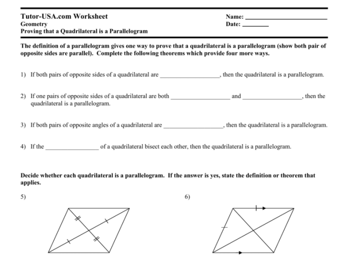 Practice 6 3 proving that a quadrilateral is a parallelogram