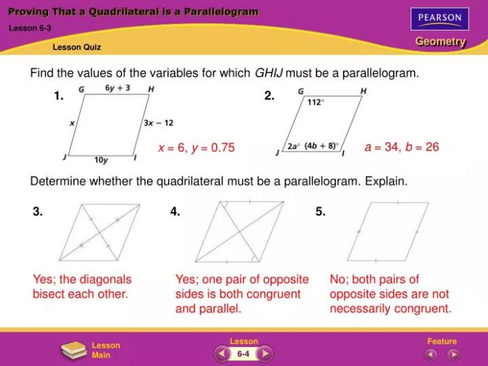 Practice 6 3 proving that a quadrilateral is a parallelogram